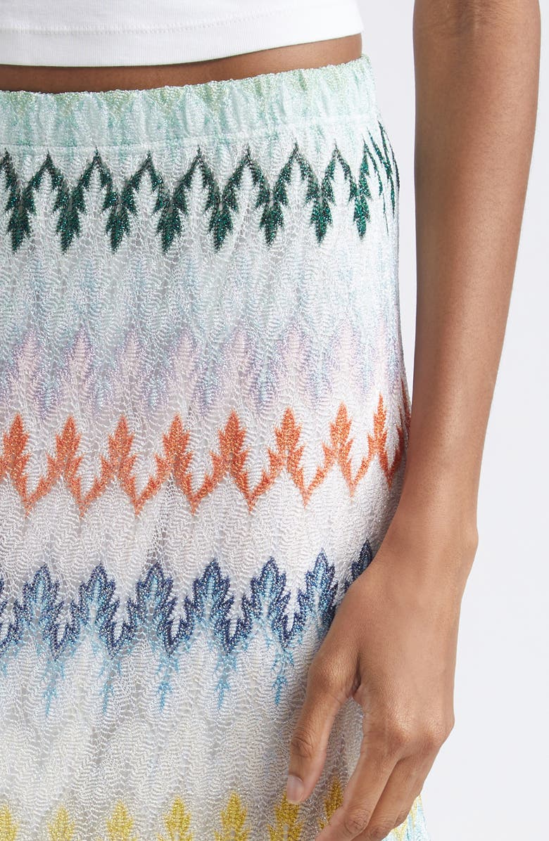 Missoni Tiered Raschel Metallic Zigzag Maxi Skirt, Alternate, color, Multicolor On White Base