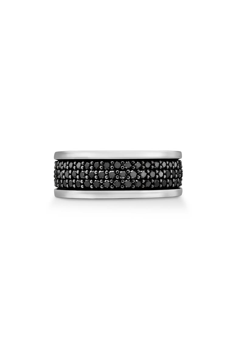 Streamline® Pavé Three Row Band in Sterling Silver with Black Diamonds, Main, color, BLACK DIAMOND