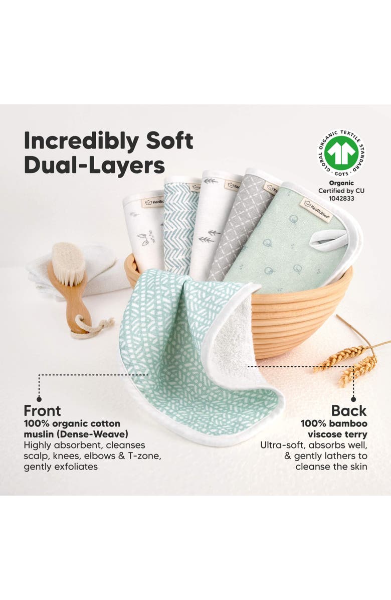 KeaBabies 6-Pack Cami Baby Washcloths, Alternate, color, Nordic