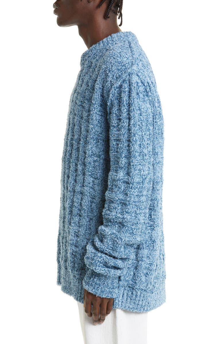 Maison Margiela Men's Crewneck Rib Cotton Blend Bouclé Sweater, Alternate, color,