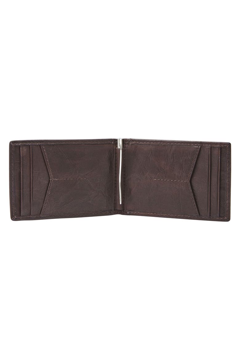 Neel Leather Money Clip Wallet, Alternate, color, BROWN