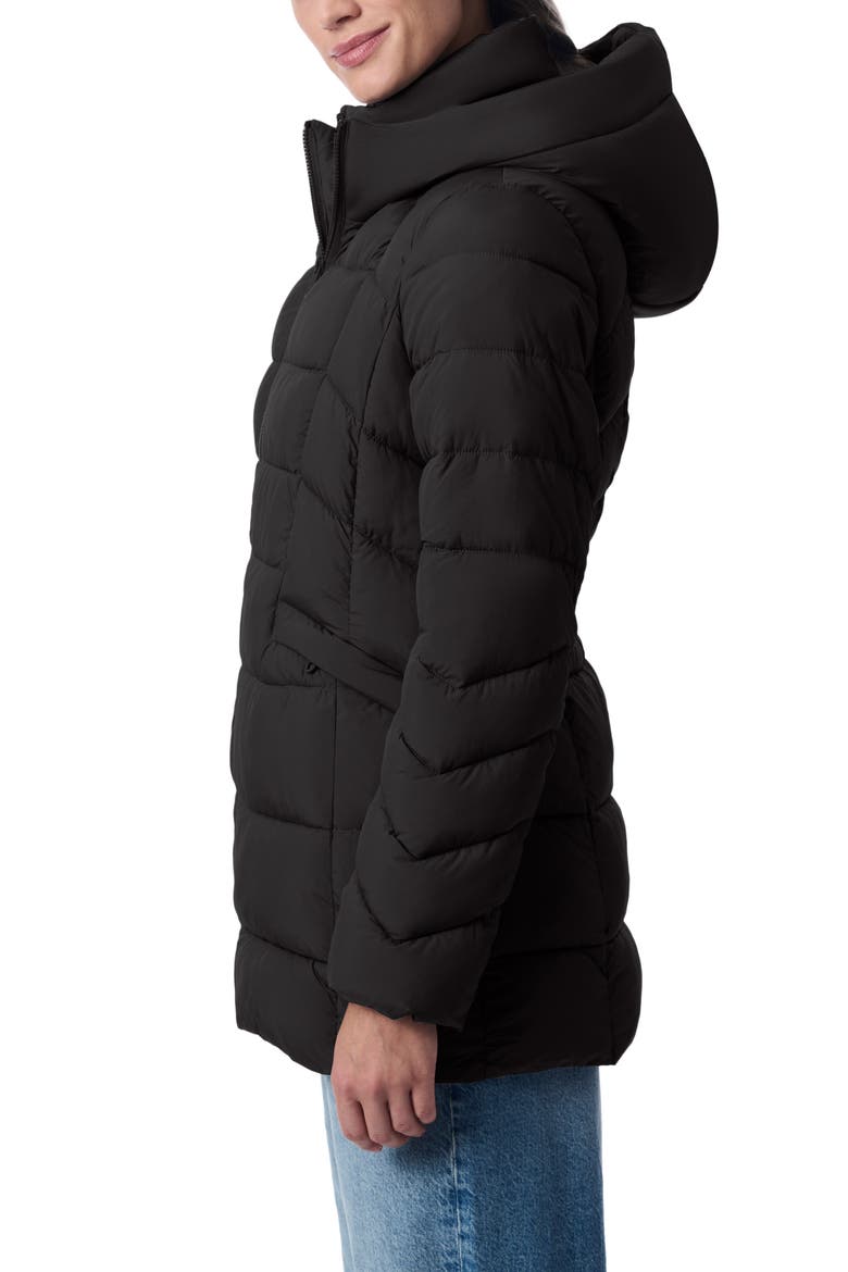 Hooded Puffer Jacket with Bib, Alternate, color, BLACK