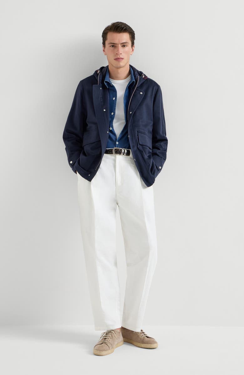 Brunello Cucinelli Flannel parka, Alternate, color, Blue