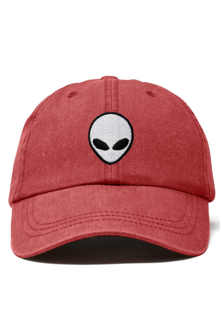 Alien Embroidered Classic Dad Cap, Main, color, Washed Red