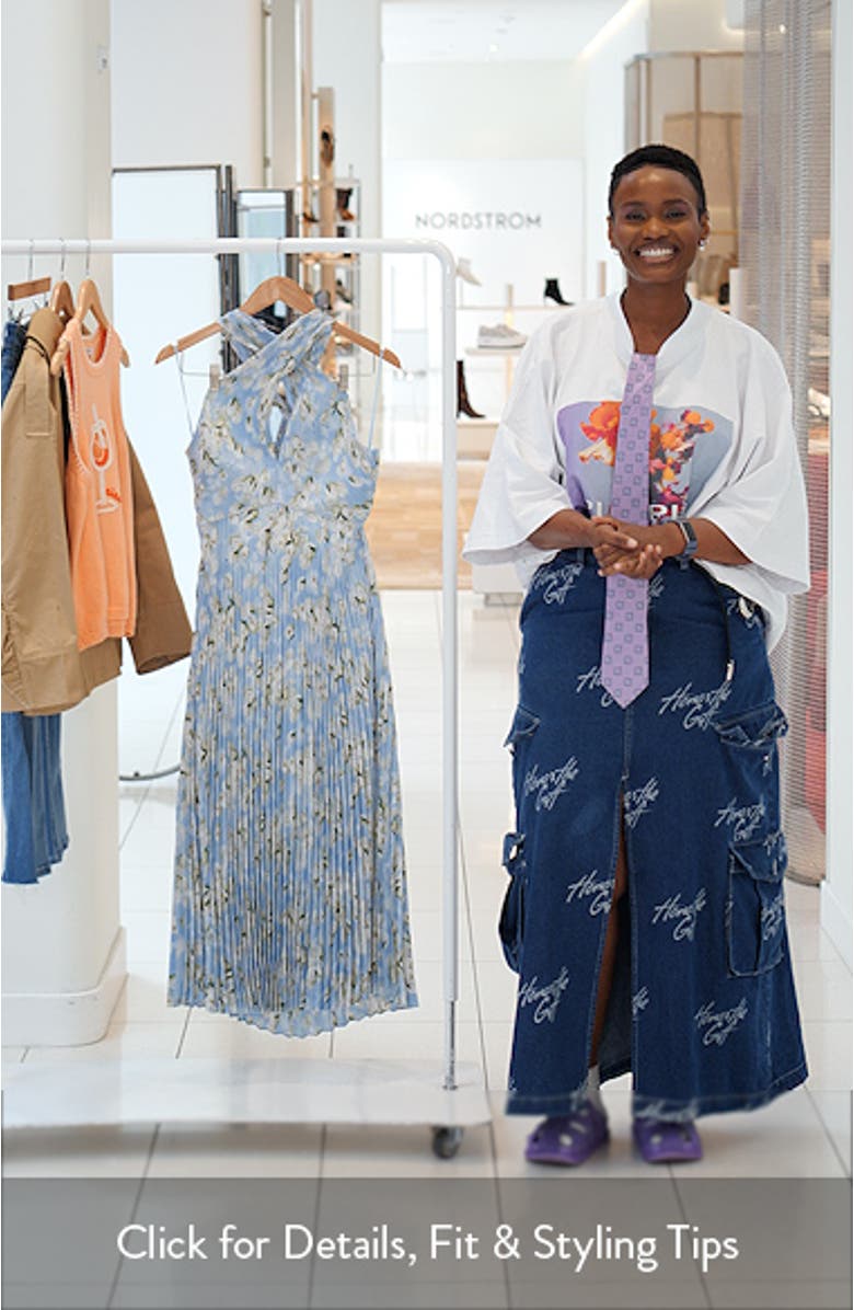 Samantha Floral Print Halter Dress, sales video thumbnail