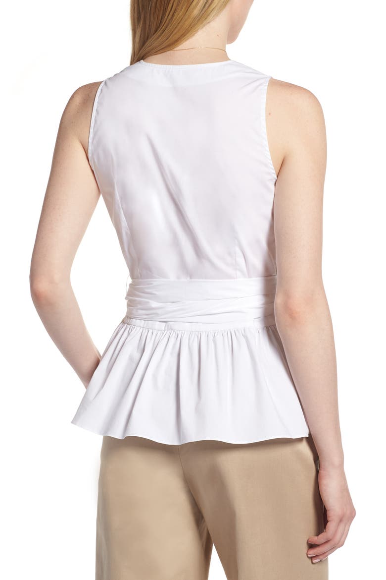 Cotton Blend Wrap Blouse, Alternate, color, WHITE