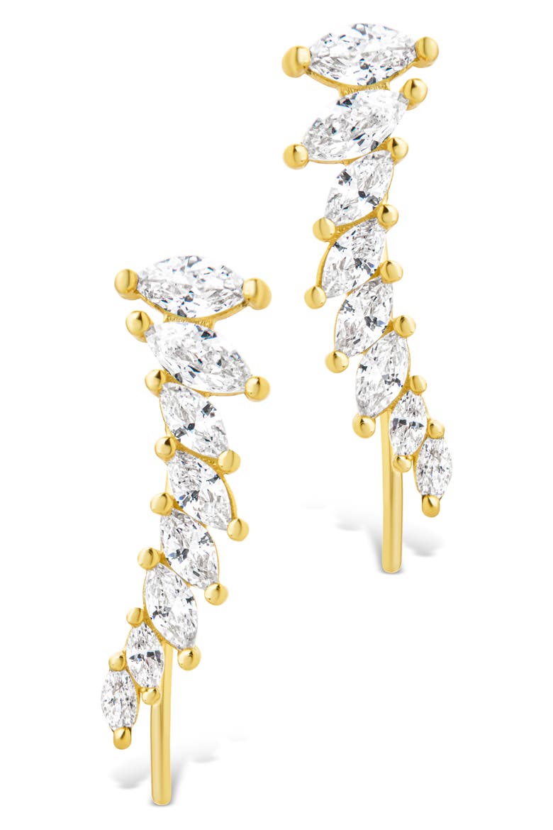 Skye Cubic Zirconia Threader Stud Earring, Alternate, color, GOLD