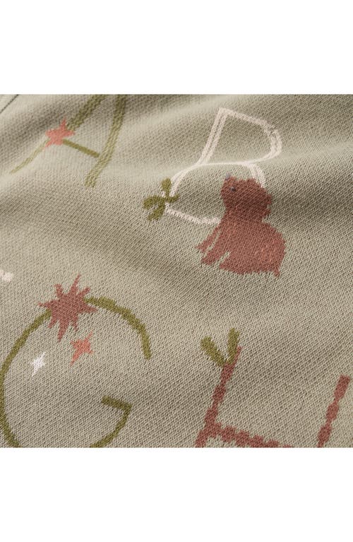 Elegant Baby Alphabet Cotton Knit Blanket In Sage Green