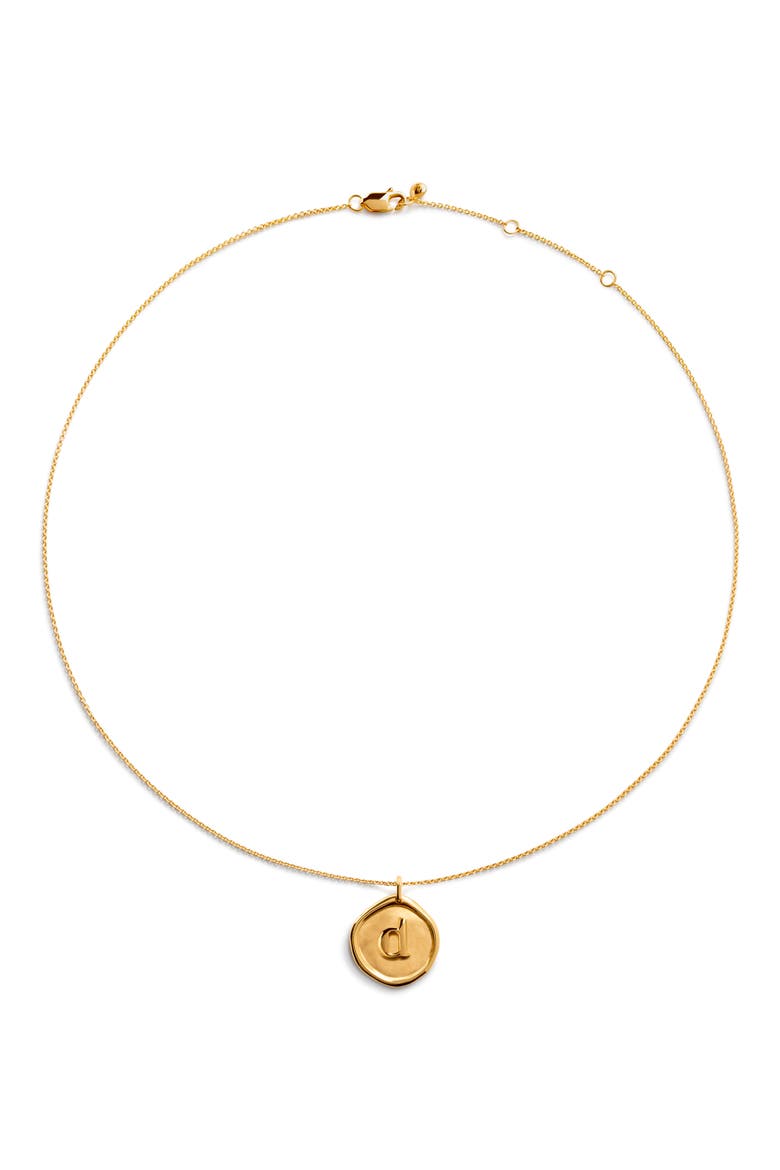 Initial Stamp Pendant Necklace, Main, color, 18CT GOLD VERMEIL D
