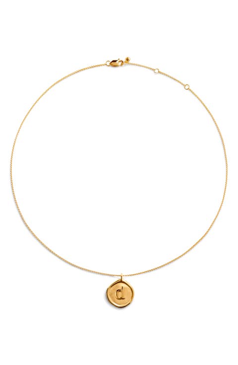 Initial Stamp Pendant Necklace