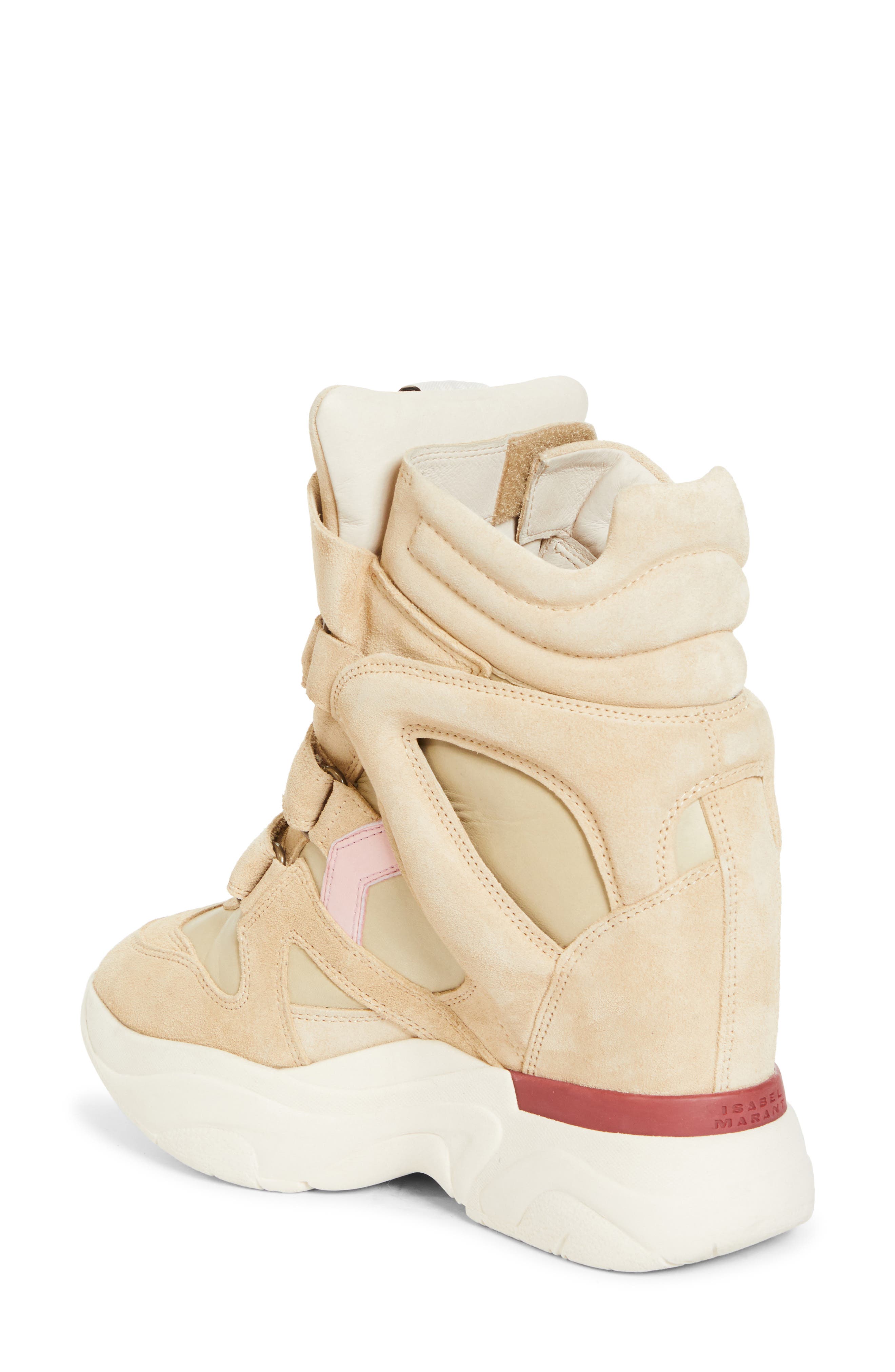 Isabel Marant Balskee Hidden Wedge High Top Sneaker, Alternate, color, Beige/ Pink