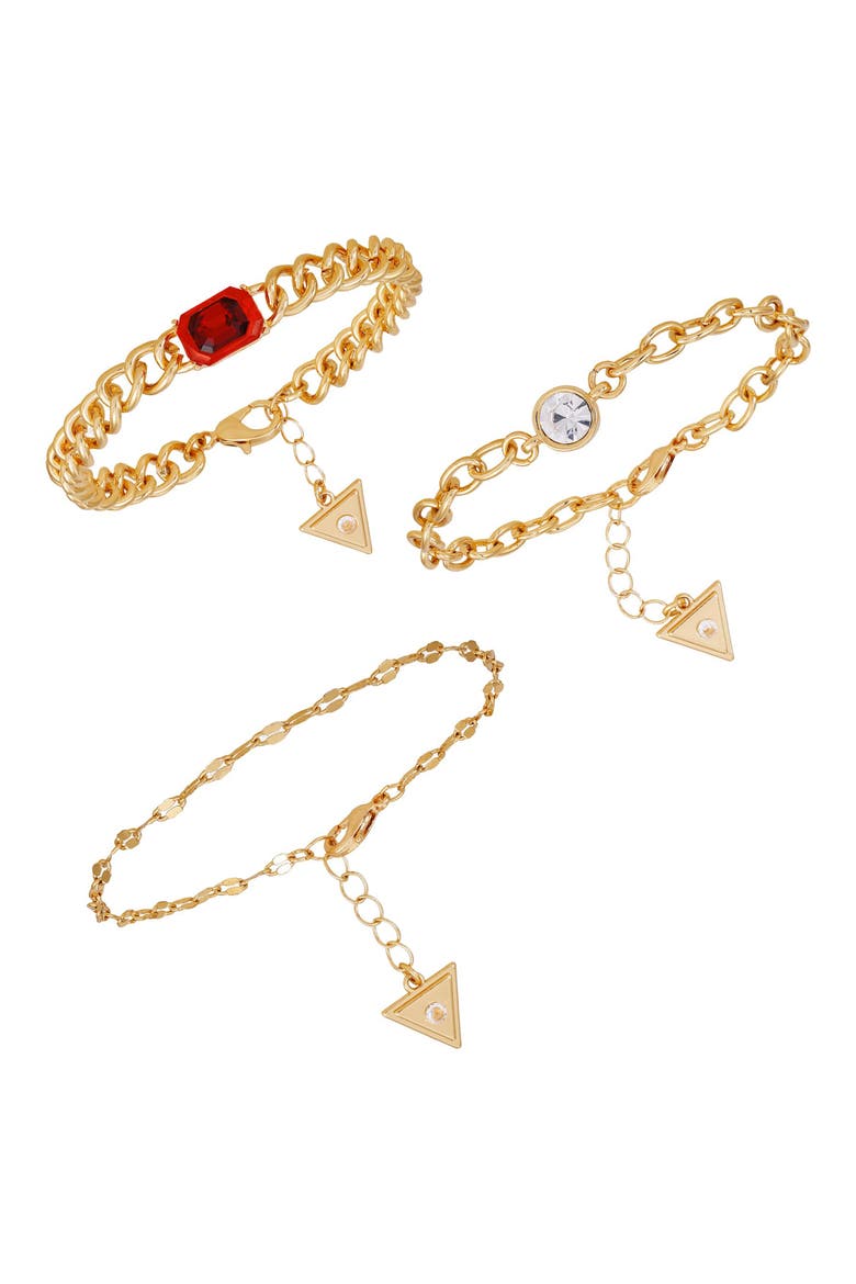 Set of 3 Assorted Chain Bracelets, Alternate, color, GOLD