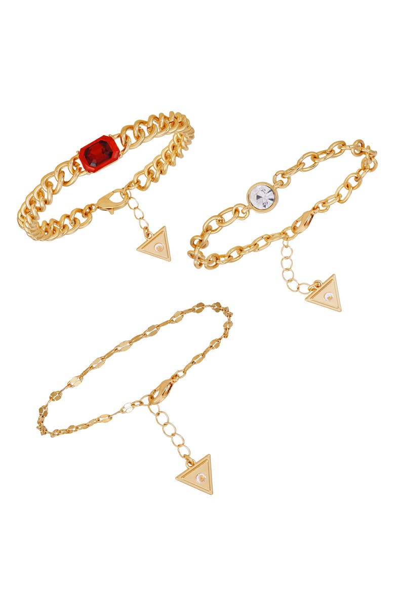 GUESS Set of 3 Assorted Chain Bracelets, Alternate, color, Gold