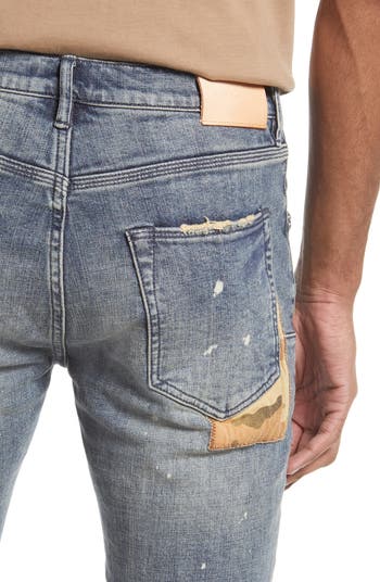 PURPLE BRAND PURPLE Camouflage Patch Destroyed Slim Jeans Nordstrom