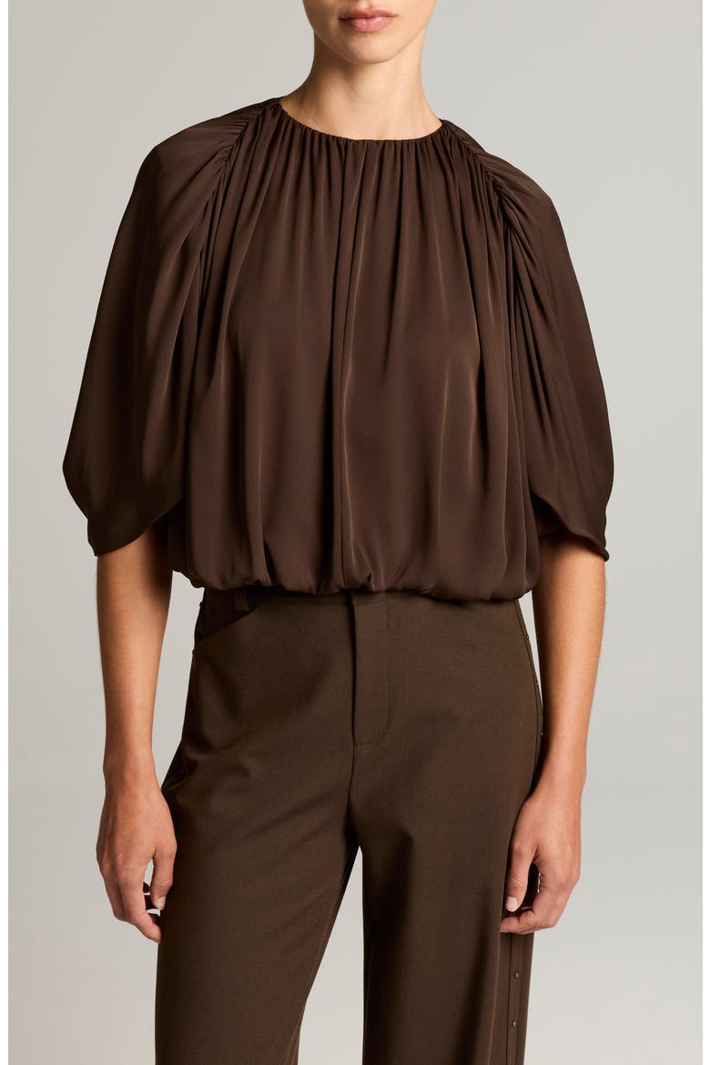 Vince Gathered Silk Cape Bubble Top (Women) | Nordstrom