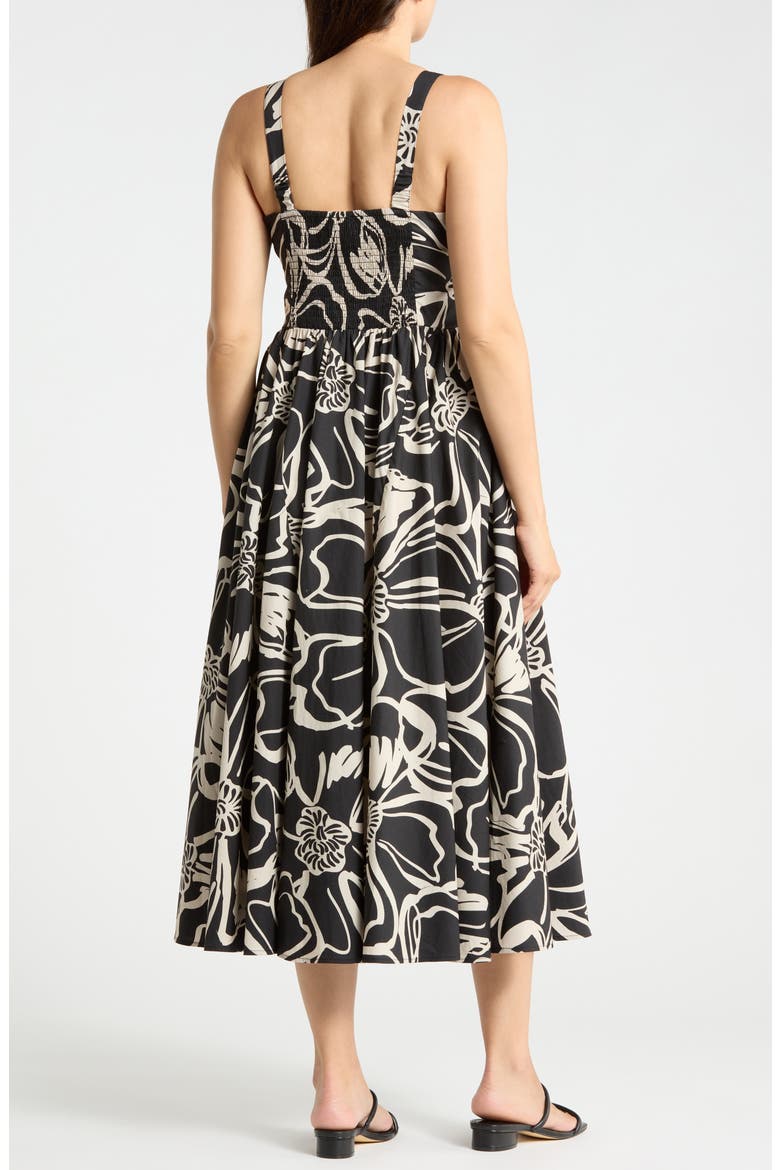 Pintucked Cotton Poplin Dress, Alternate, color, BLACK ABSTRACT BLOOMS