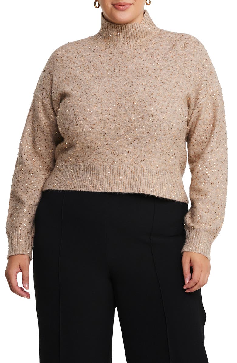 Estelle Golden Sparkle Sequin Sweater, Main, color, 
