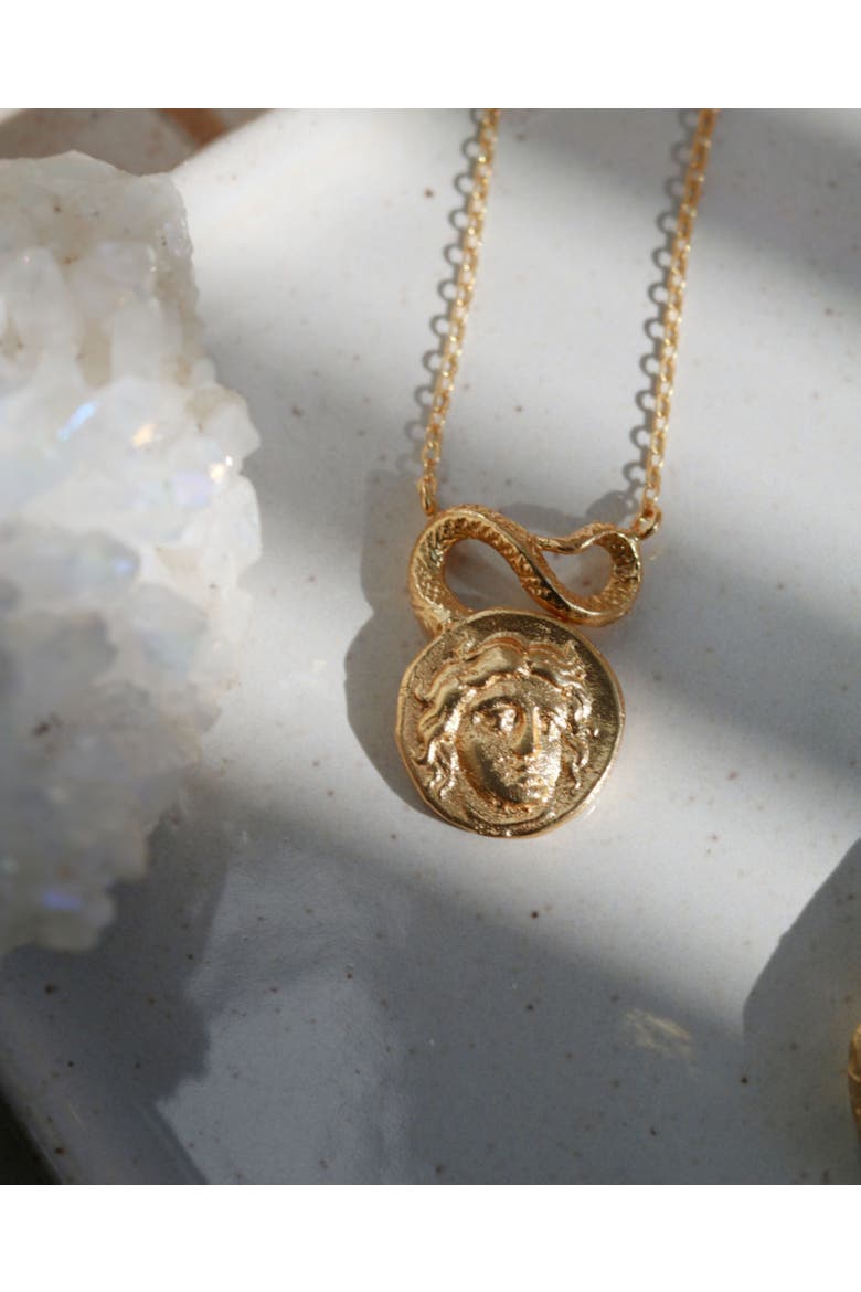 Gorgon Medusa Pendant Necklace, Alternate, color, Gold