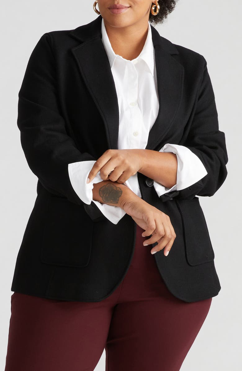 Universal Standard Kidjo Wool Blend Jacket, Main, color, Black