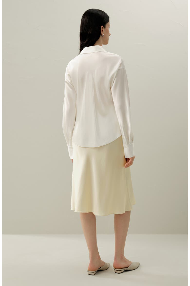 Women's Bias Cut Silk Shirt, Alternate, color, Natural White