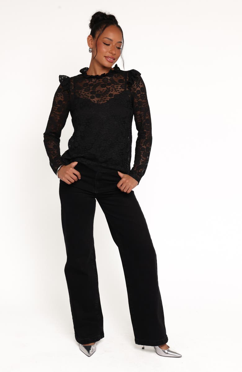 Petal & Pup Lettie Lace Long Sleeve Top, Alternate, color, Black