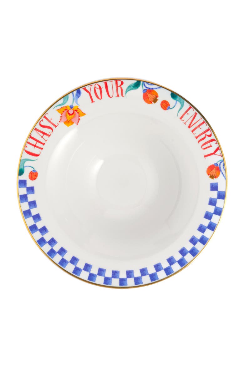 Lublin Energy Rimmed Porcelain Pasta Artisan Ceramic, Main, color, White