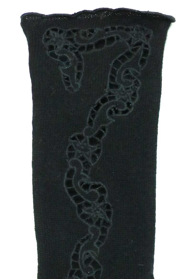 Cashmere gloves with embroidery design, Alternate, color, BLACK