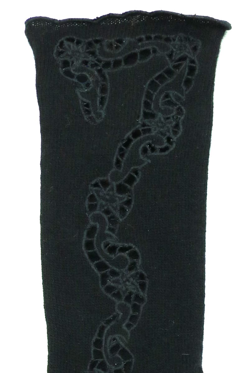 Portolano Cashmere gloves with embroidery design, Alternate, color, Black