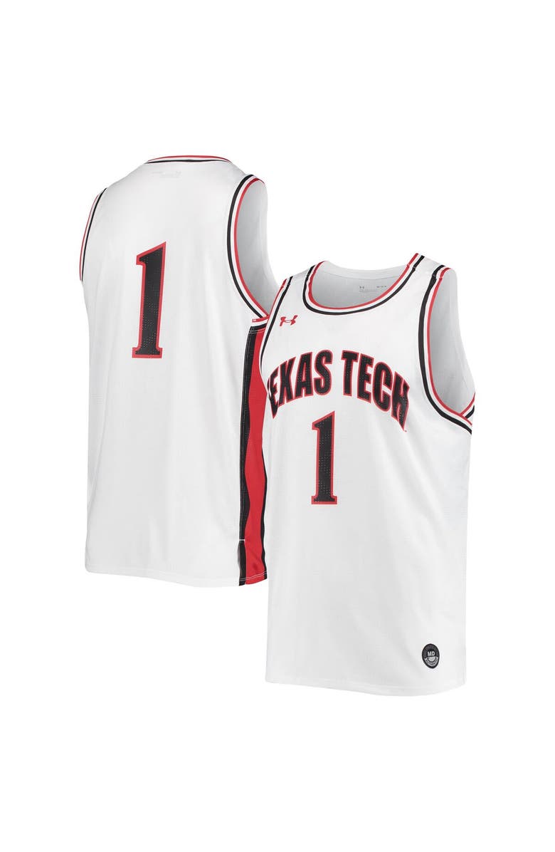 Under Armour Men's Under Armour #1 White Texas Tech Red Raiders Replica Basketball Jersey, Main, color, 