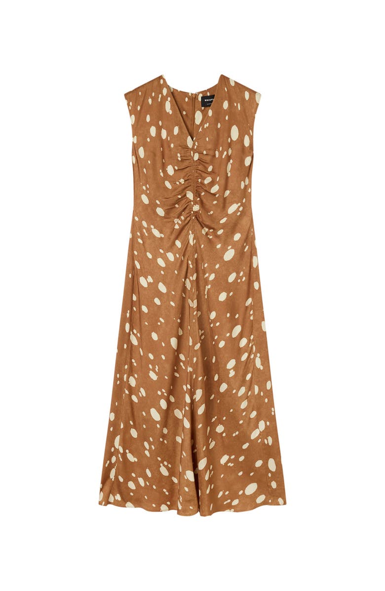 Whistles Deer Spot Viscose Midi Dress, Alternate, color, Brown/Multi