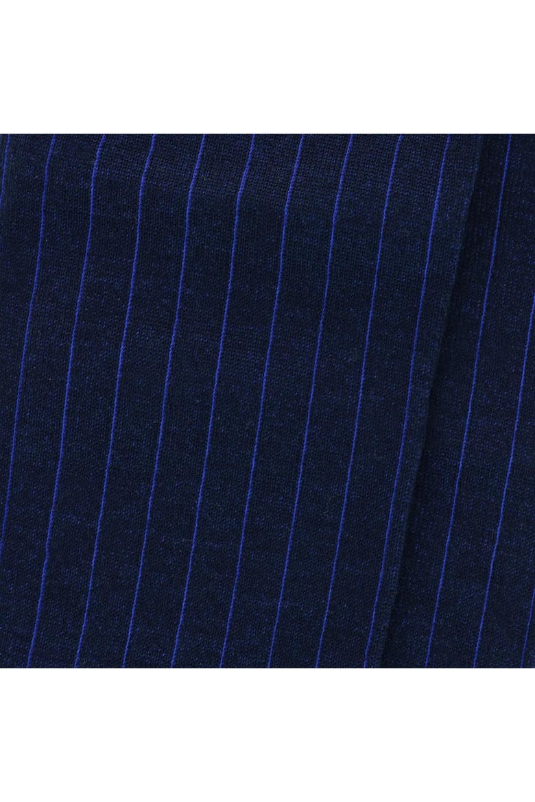 Valentino Vertical Stripe Over the Calf Mercerized Cotton Sock, Alternate, color, Navy with Royal Blue Stripes