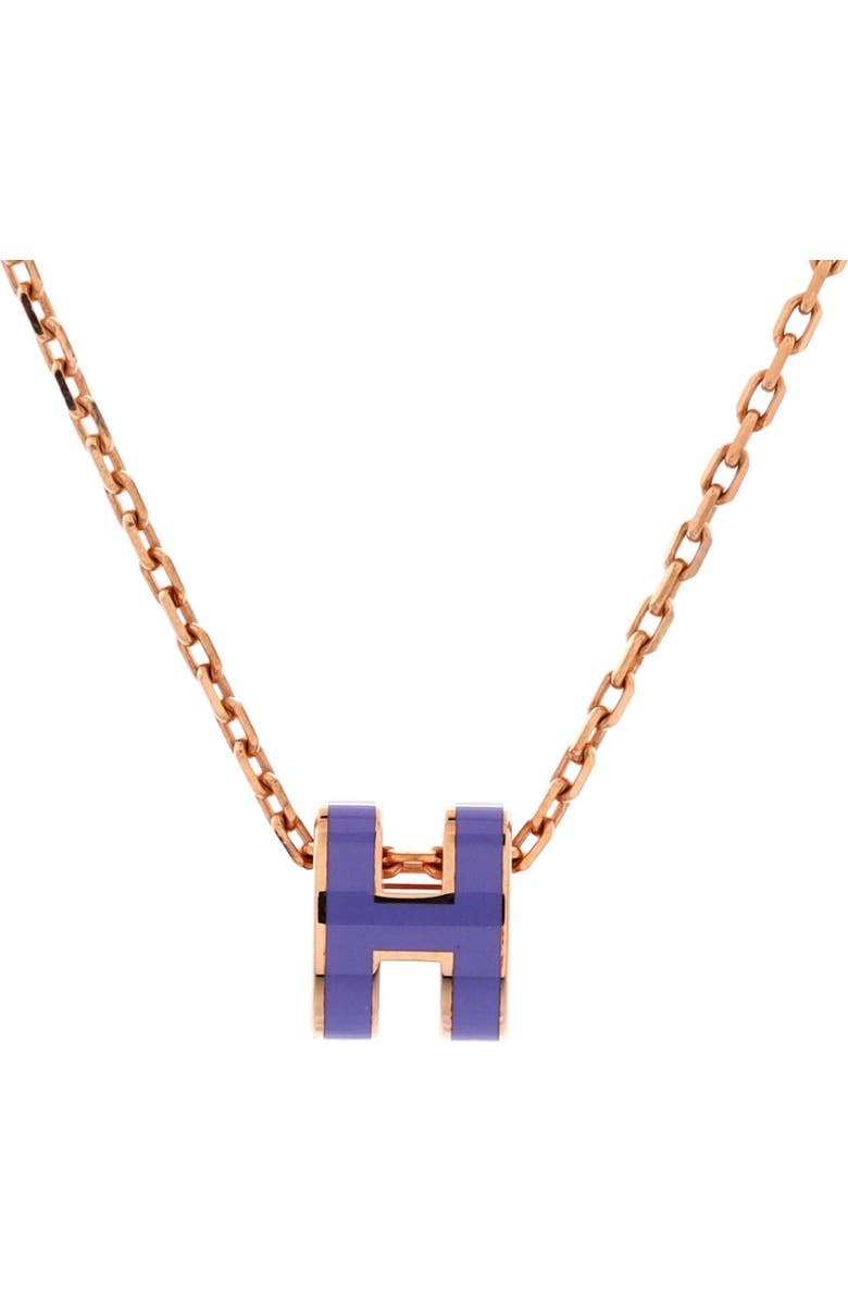 Pre-Owned Hermes Pop H Pendant Chain Necklace Metal and Enamel Mini, Main, color, Purple
