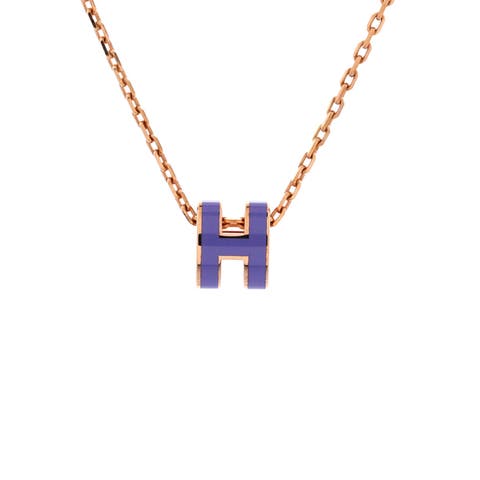 Pop H Pendant Chain Necklace Metal and Enamel Mini