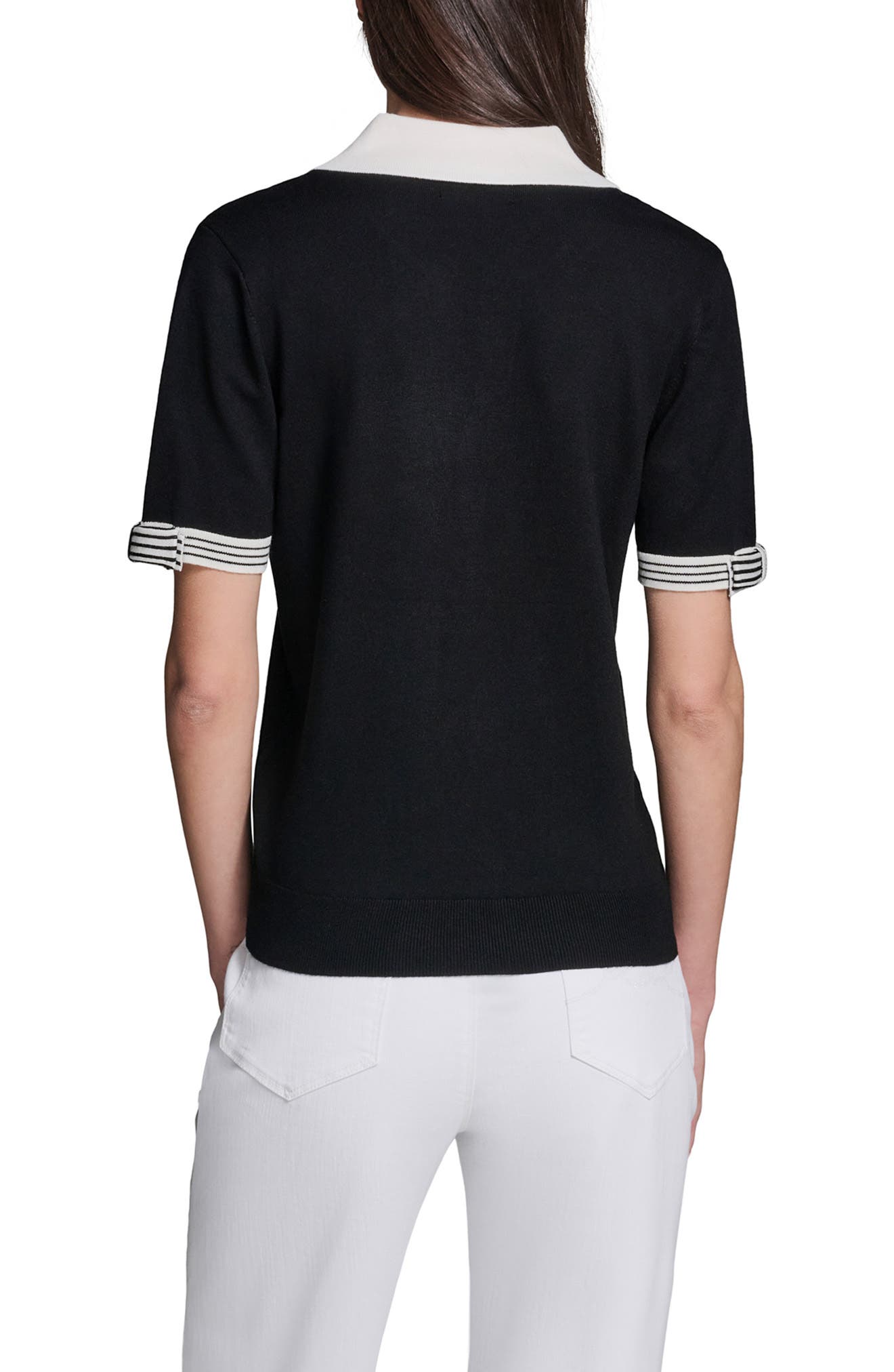 Polo Collar Short Sleeve Sweater - image 2