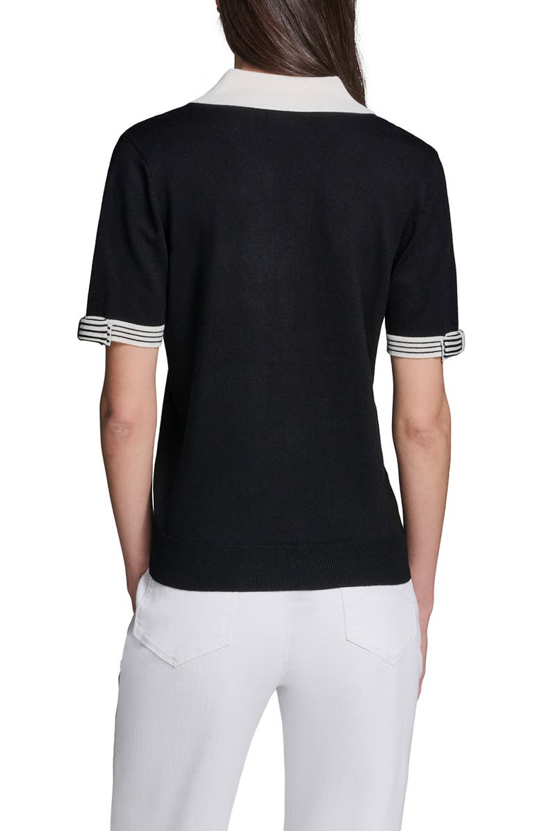 KARL LAGERFELD PARIS Polo Collar Short Sleeve Sweater, Alternate, color, 