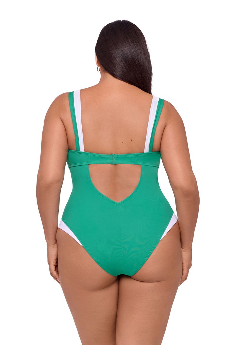 Supportive and Sculpting Sweetheart U-Wire One-Piece Swimsuit, Alternate, color, Jade Colorblock