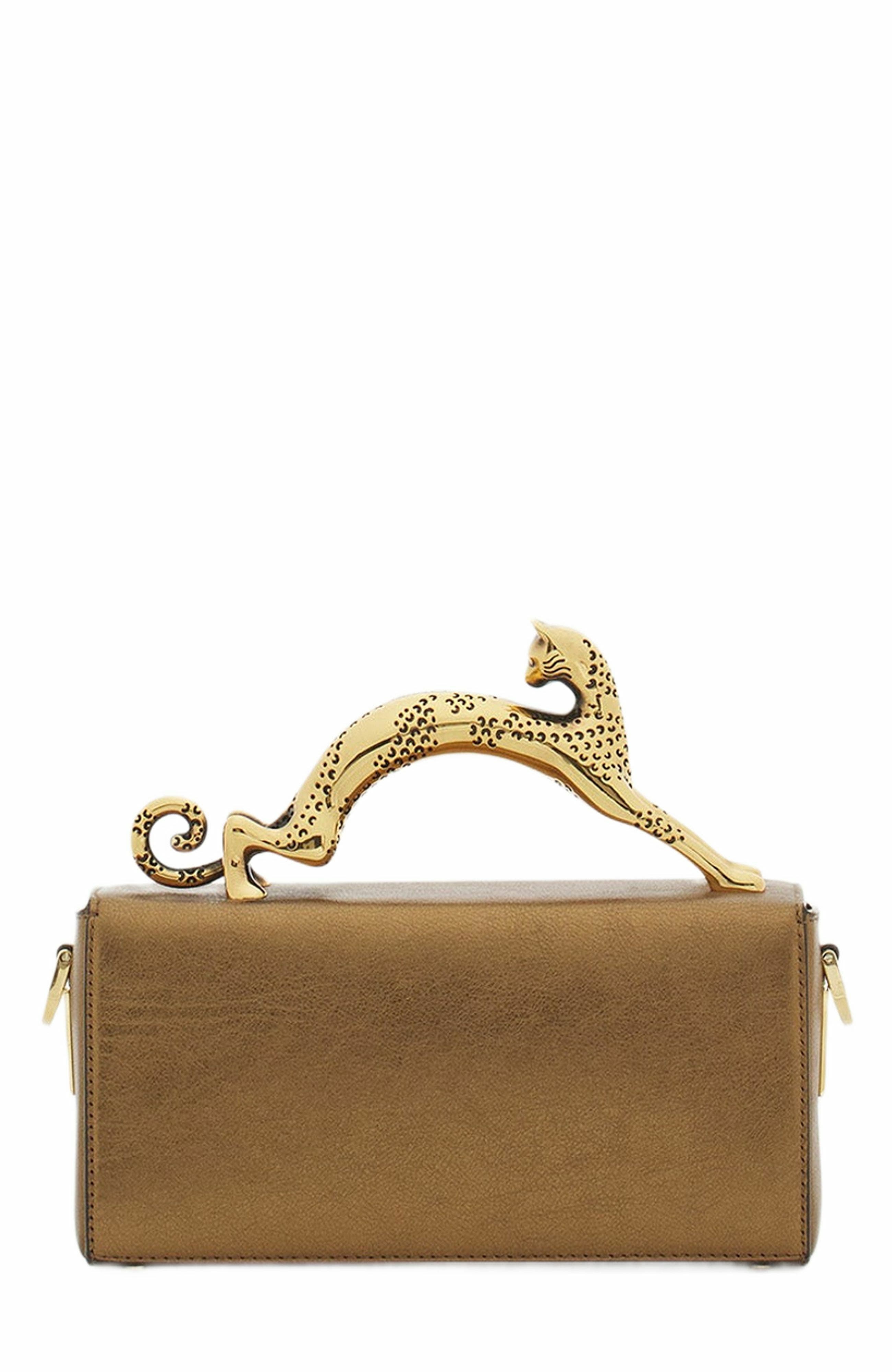 Lanvin NANO PENCIL CAT BAG IN METALLIC GRAINED LEATHER, Alternate, color, 