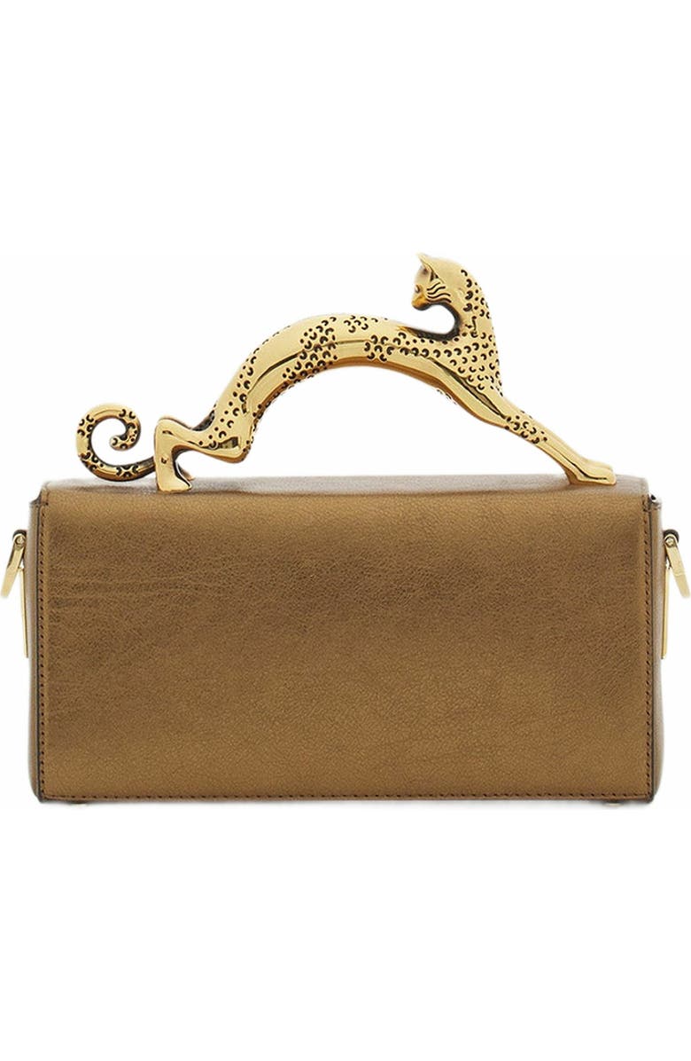 Lanvin NANO PENCIL CAT BAG IN METALLIC GRAINED LEATHER, Alternate, color,
