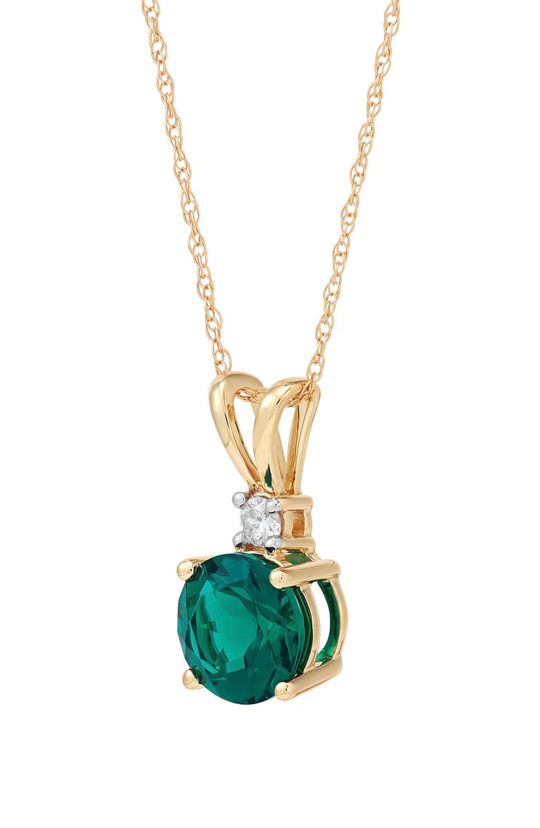 Frankie & Zoe 10K Yellow Gold Lab Grown Emerald & Lab Grown Diamond Pendant Necklace, Alternate, color, Yellow Gold
