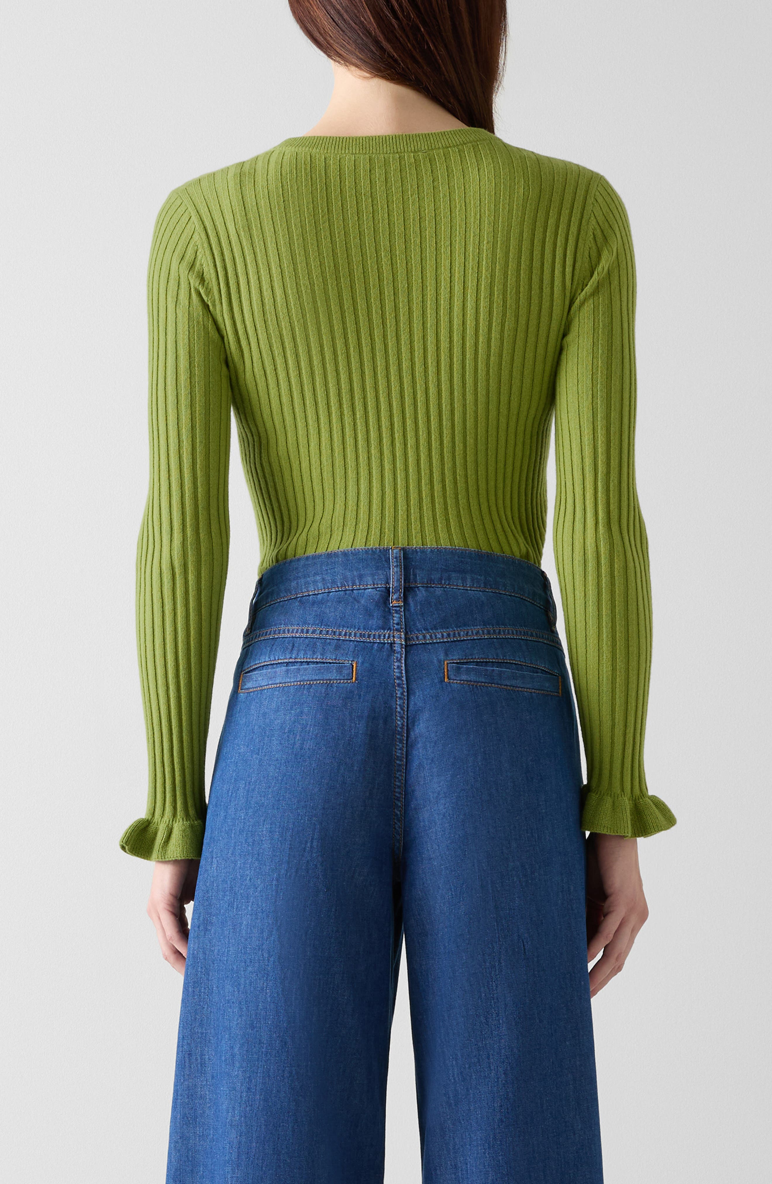 Yara Ruffle Cuff Rib Crewneck Sweater - image 2