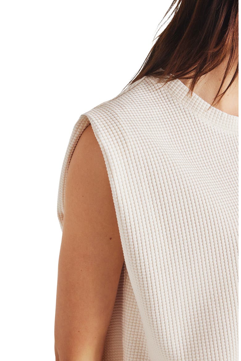 Sleeveless Waffle Knit Shirt, Alternate, color, MOONSTONE