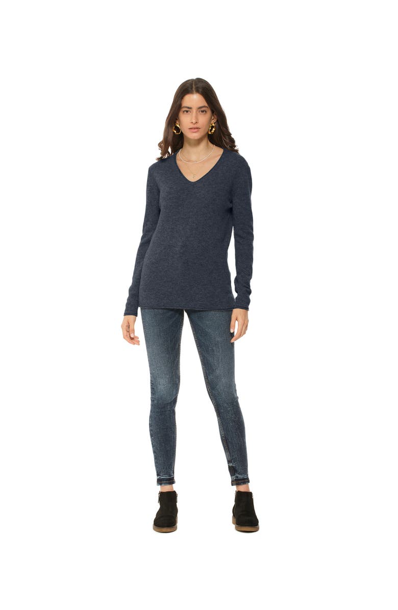 Monticelli Cashmere Ultra-Light Pure Cashmere V-Neck Sweater, Alternate, color, Charcoal