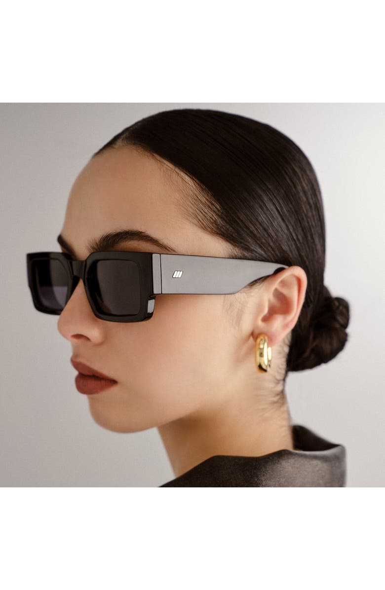 Le Specs Contemplation 54mm Rectangular Sunglasses, Alternate, color, Black/ Smoke Mono Pol