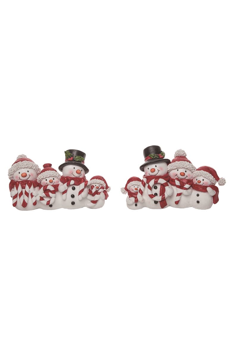 Transpac Resin Red White Snow Family Decor Set of 2 Christmas Decorations, Main, color,