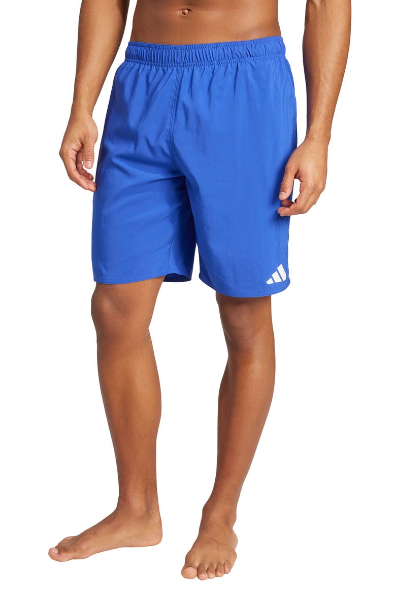 adidas Essentials Swim Trunks, Main, color, Semi Lucid Blue/ White