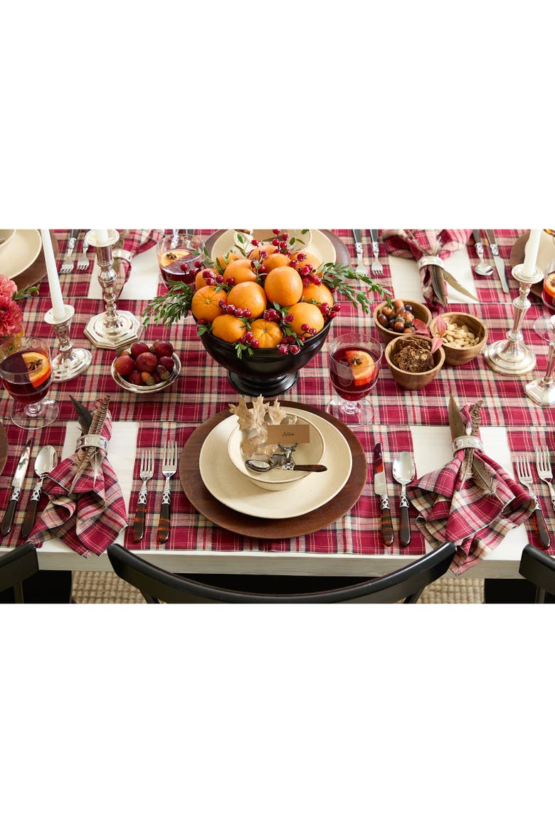 Linen Table Runner - Burgundy Plaid, Alternate, color, Burgundy