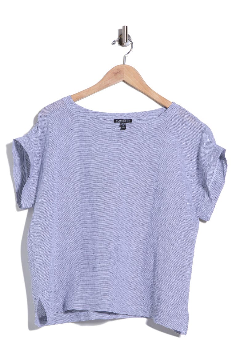 Organic Linen Ballet Neck Square Top, Main, color, INK