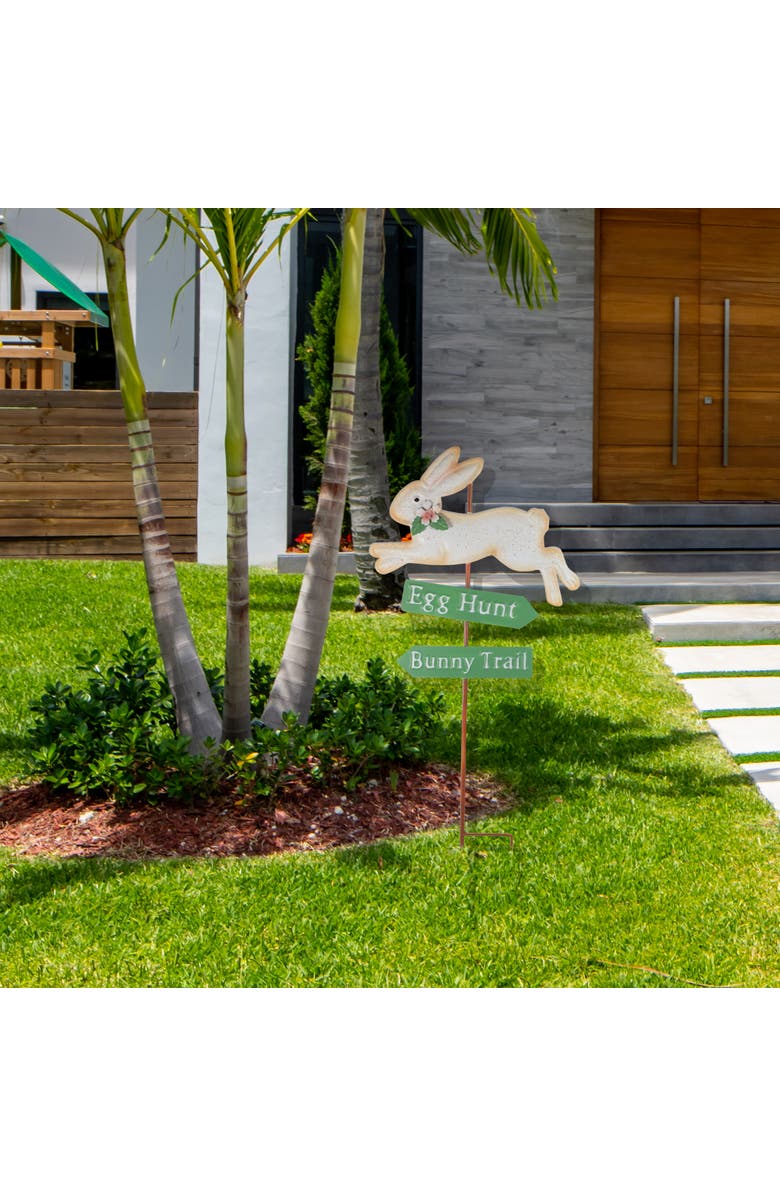 Northlight Easter Egg Hunt and Bunny Trail Outdoor Metal Spring Yard Stake - 25.5", Alternate, color, 