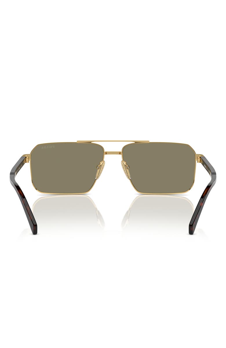 Prada 61mm Rectangular Sunglasses, Alternate, color, Gold/ Lite Brown
