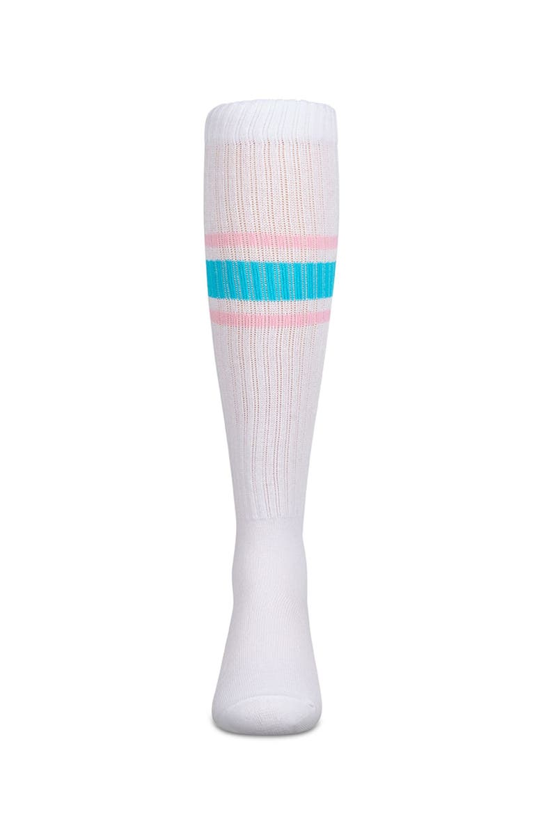 MeMoi Ribbed Summer Bold Stripe Knee Sock, Alternate, color, Electric Blue